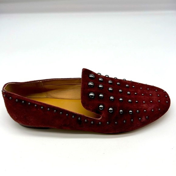 Chicos - Burgundy Suede Studded Slip On Round Toe Light Weight Flat Loafers 8.5 - Picture 5 of 14